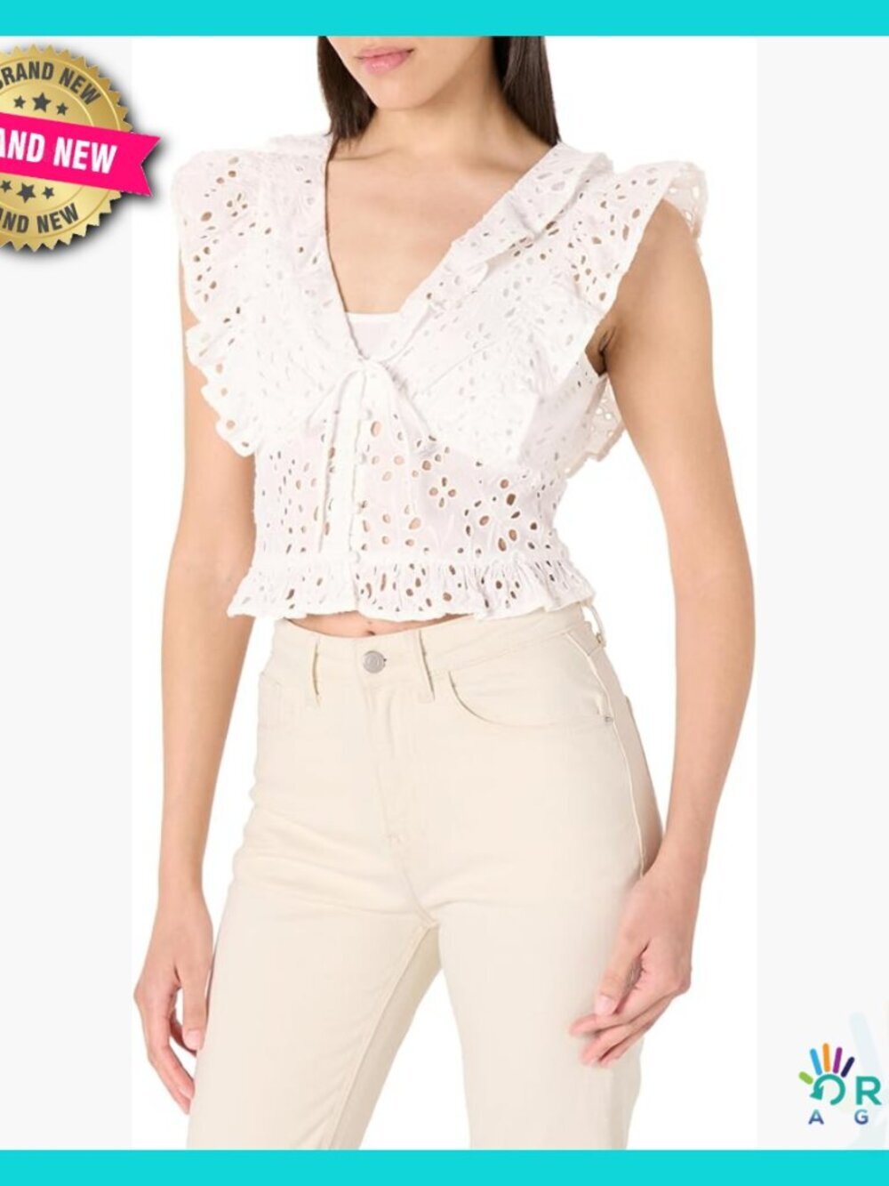 Tie Front Ruffle Detail Sleeveless Blouse Chic Classic Casual Elegant